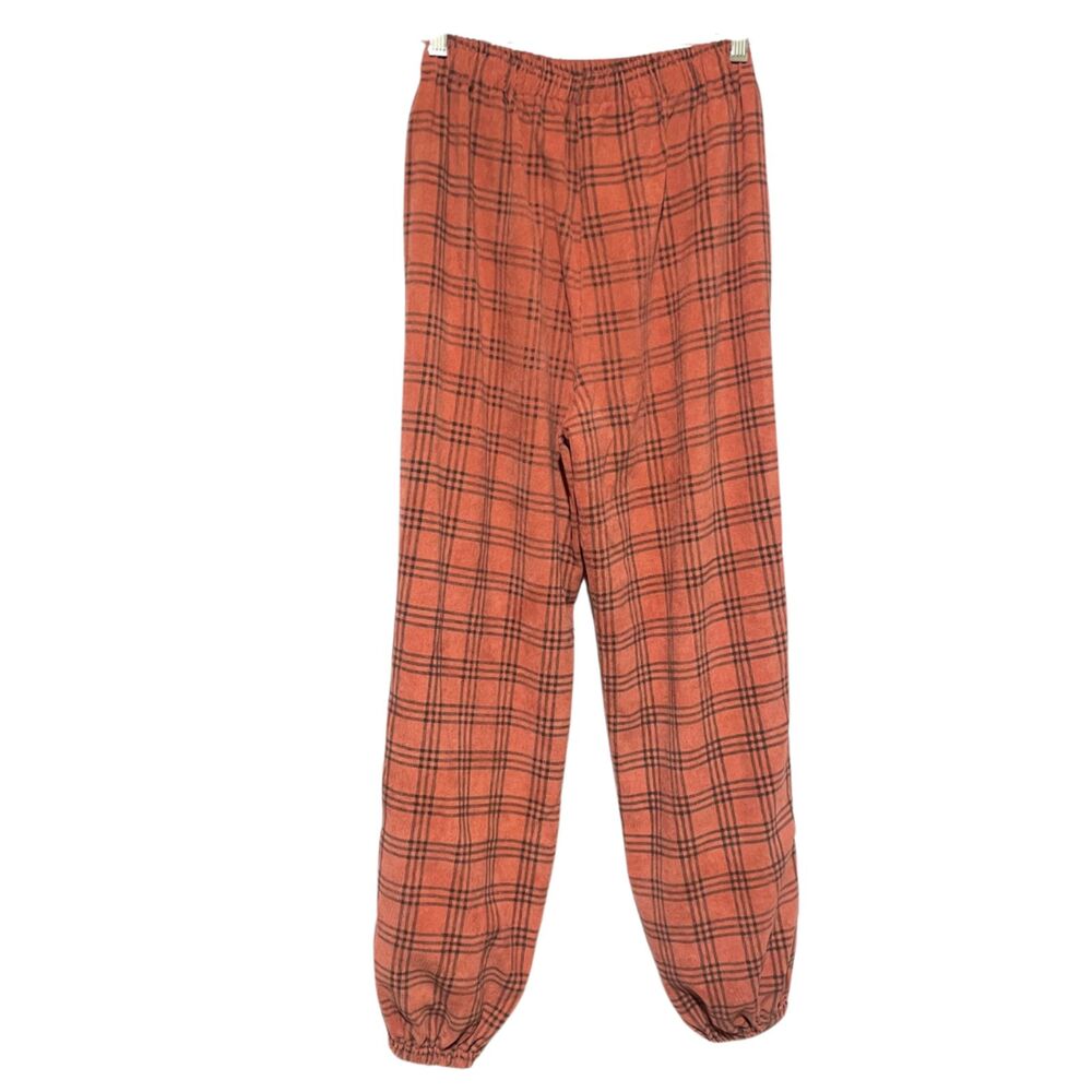 Corduroy Coral Plaid Elastic Waist Casual Pants
